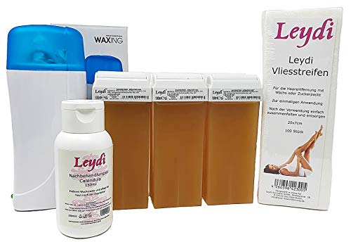 Leydi Prive - Wachspatronenset Honig - Das günstige und vollständige Starterset für die einfache Haarentfernung mit Warmwachs und Vliesstreifen zu Hause  
