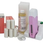 EpilWax Wachswärmer Waxing Set für Enthaarung Haarentfernung mit Aufsteller – Mit 6 Rosa Roll On Wachspatronen, Waxing Gerät, 100 Vliesstreifen und Nachbehandlungsöl  